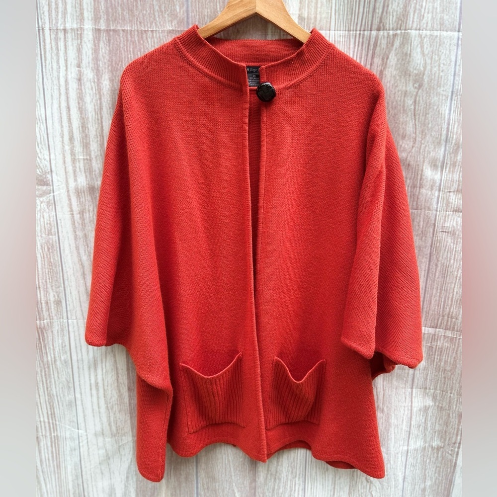 VTG Tally-Ho size 3X capelet Lagenlook cardigan topper sweater poncho